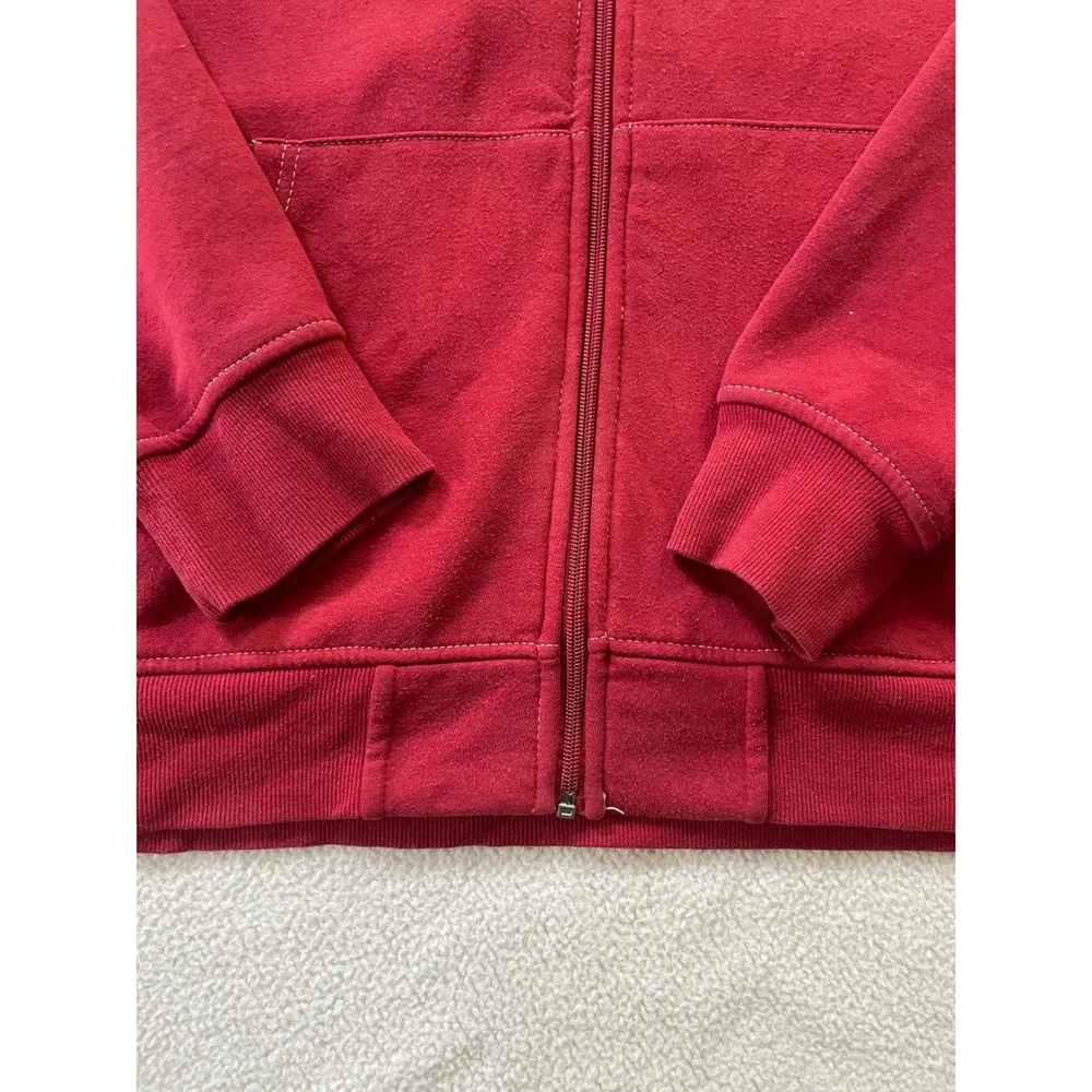 True Religion Mens Large Zip Hoodie Red Buddha Logo Back Graphic Sweatshirt